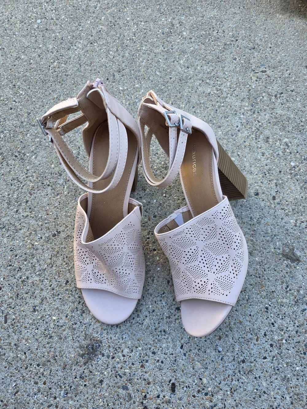 Maurices Light Blush Perforated Ankle Strap Sandals Women 9